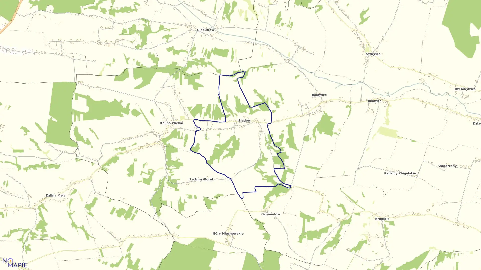 Mapa obrębu ŚLADÓW w gminie Słaboszów